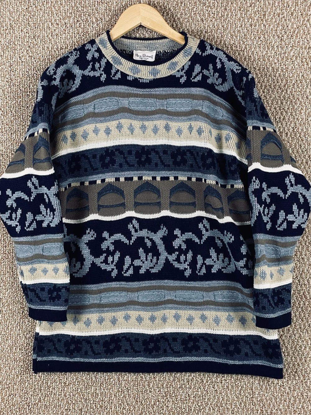 Vintage Nan Dorsey Sweater Women’s M/L 3-D Knit Coogie Style 80s USA Made 336